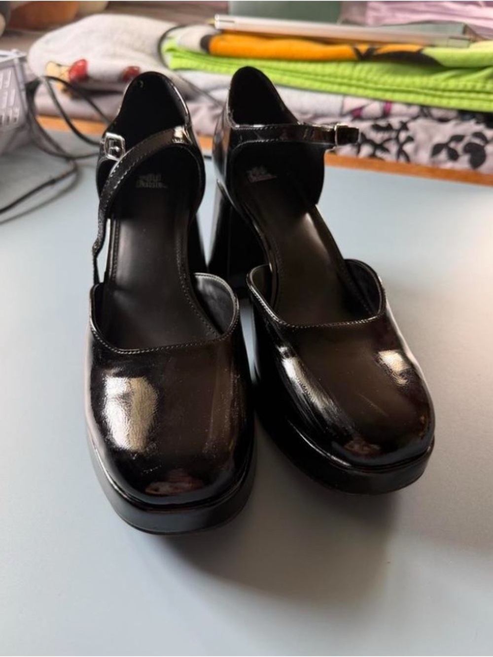 wild fable Black Patent Mary Jane Platform Heels with Ankle Strap